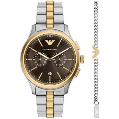 Emporio Armani Watch And Bracelet Set Silver | Mainline Menswear us